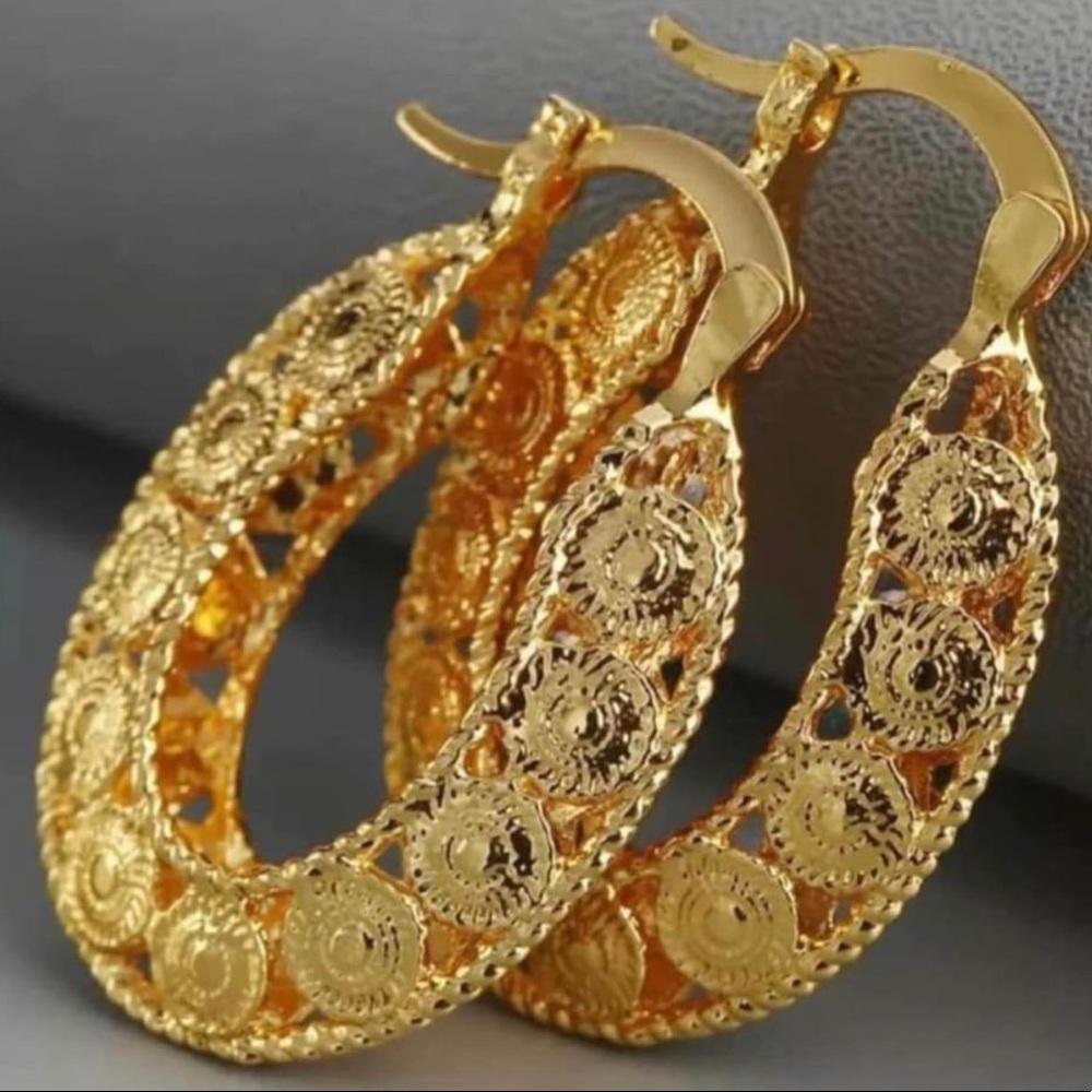 24K Gold Plated Hollow Hoop Earrings